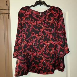 Zac & Rachel Red and Black Paisley Blouse Size XL